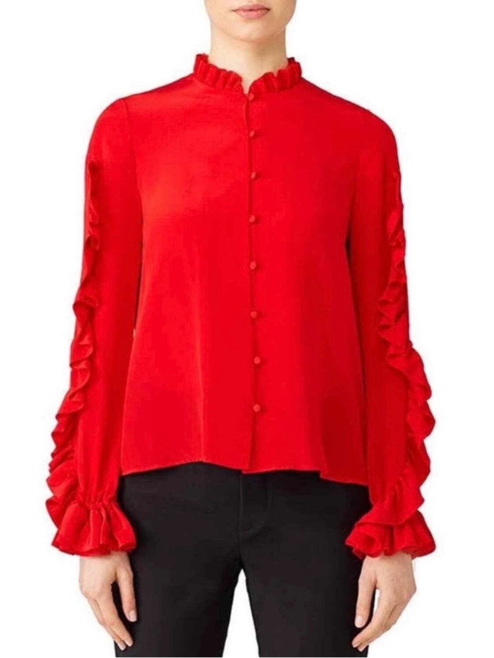 Alexis Coral Ruffled Button-Front Blouse - Picture 2 of 7